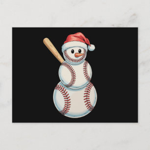 Cartes Pour Fêtes Annuelles Bonhomme de neige de Noël de baseball jouant aux s