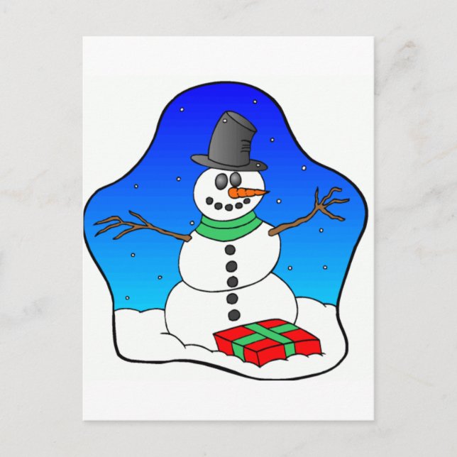 Cartes Pour Fêtes Annuelles Bonhomme de neige de Noël heureux (Devant)