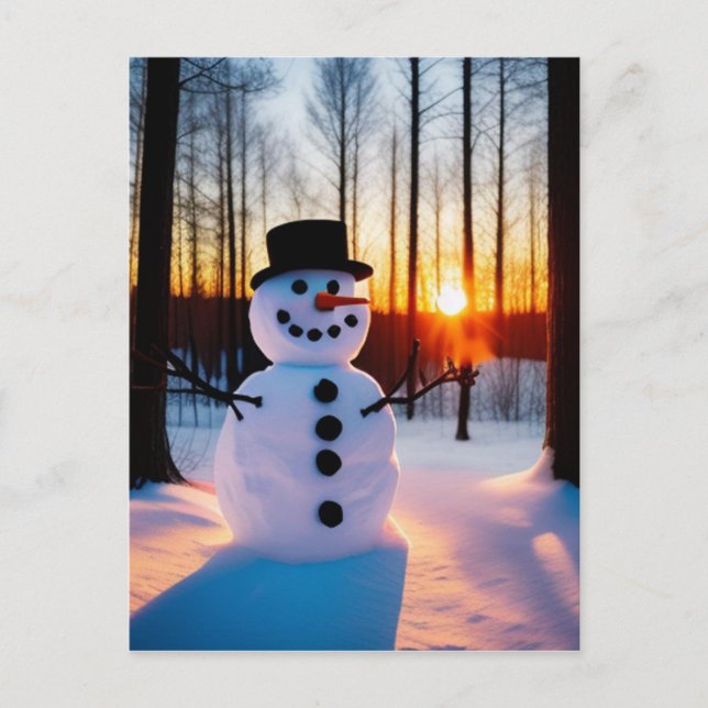 Cartes Pour Fêtes Annuelles Bonhomme de neige de vacances (Devant)