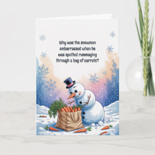Cartes Pour Fêtes Annuelles Bonhomme de neige drôle qui se cure le nez Noël