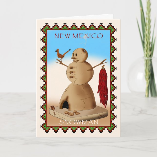 Cartes Pour Fêtes Annuelles Bonhomme de neige du Nouveau Mexique (Devant)