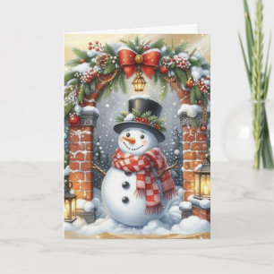 Cartes Pour Fêtes Annuelles Bonhomme de neige en chapeau haut de forme Noël