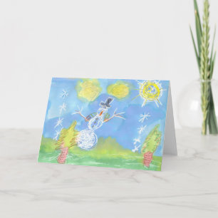 Cartes Pour Fêtes Annuelles Bonhomme de neige ensoleillé - personnalisable