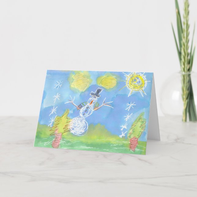 Cartes Pour Fêtes Annuelles Bonhomme de neige ensoleillé - personnalisable (Devant)