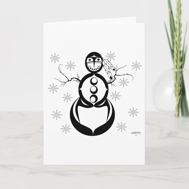 CARTES POUR FÊTES ANNUELLES BONHOMME DE NEIGE HOLLIDAYS INDIEN (Devant)