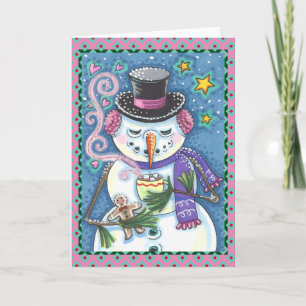 CARTES POUR FÊTES ANNUELLES BONHOMME DE NEIGE, HOMME EN PAIN D'ÉPICE, MUGE DE 