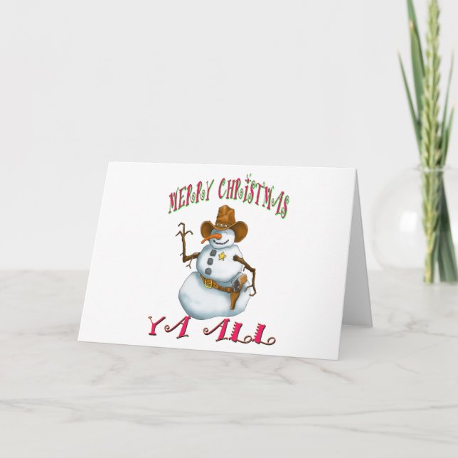 Cartes Pour Fêtes Annuelles bonhomme de neige MerryChrsts Ya tous (Devant)