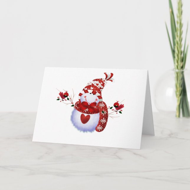 Cartes Pour Fêtes Annuelles Bonhomme de neige mignon de baie (Devant)