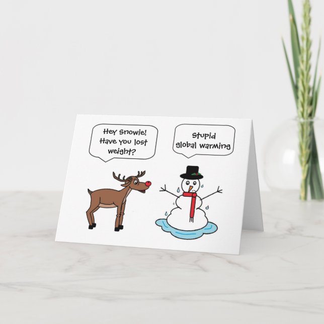 Cartes Pour Fêtes Annuelles bonhomme de neige réchauffement climatique (Devant)