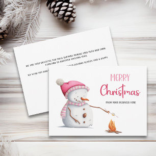 Cartes Pour Fêtes Annuelles Bonhomme de neige rose guimauves Joyeux Noël Entre