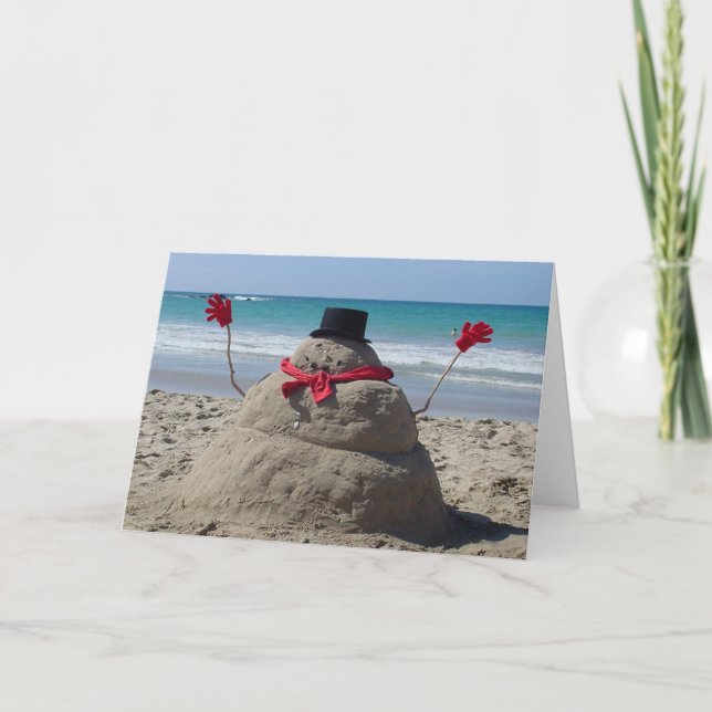 Cartes Pour Fêtes Annuelles Bonhomme de neige tropical (Devant)