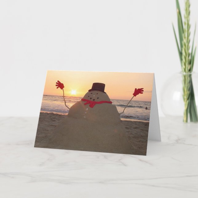 Cartes Pour Fêtes Annuelles Bonhomme de neige tropical (Devant)