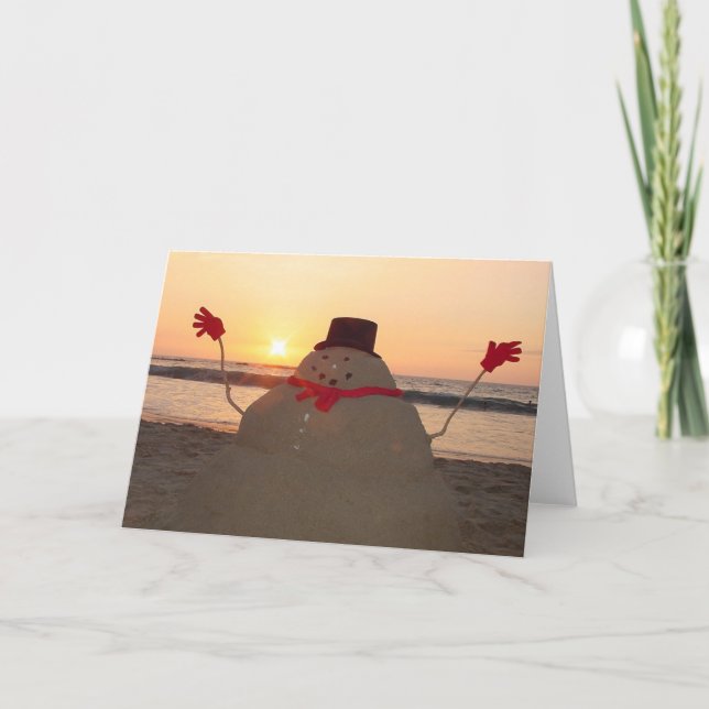 Cartes Pour Fêtes Annuelles Bonhomme de neige tropical (Devant)