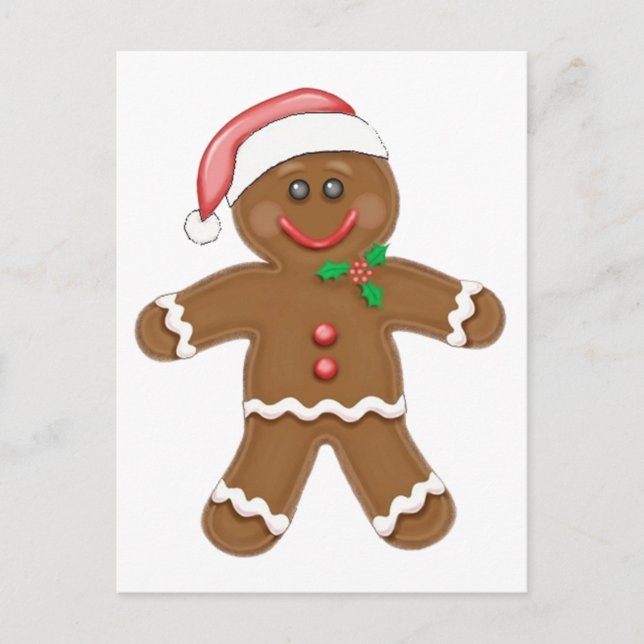 Cartes Pour Fêtes Annuelles Bonhomme en pain d'épice de Noël (Devant)