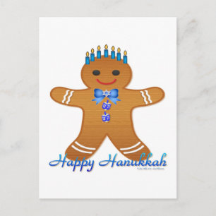 Cartes Pour Fêtes Annuelles Bonhomme en pain d'épice heureux Menorah de