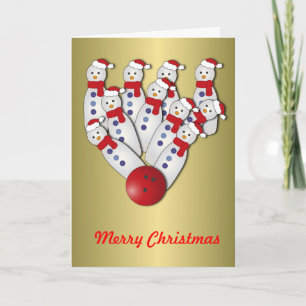 Cartes Pour Fêtes Annuelles Bonhommes de neige de bowling de Noël… Grève !