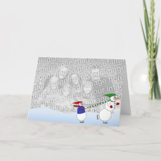 Cartes Pour Fêtes Annuelles Bonhommes de neige de patinage