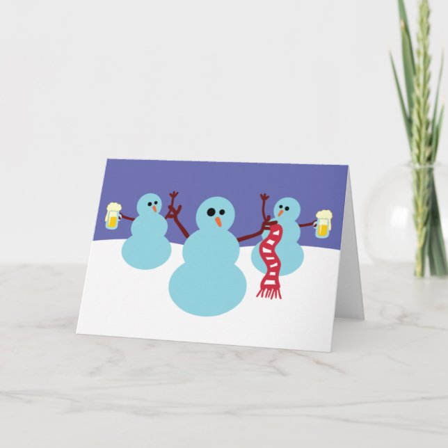 Cartes Pour Fêtes Annuelles Bonhommes de neige fous ! (Devant)