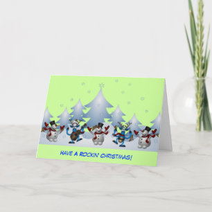 Cartes Pour Fêtes Annuelles Bonhommes de neige musicaux et Noël de Rockin de