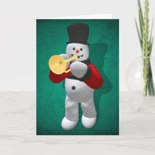 Cartes Pour Fêtes Annuelles Bonhommes de neige vintages : Trompettiste