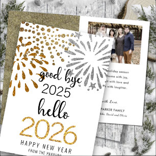 Cartes Pour Fêtes Annuelles Bonjour 2025 Parties scintillant d'or Festive feux