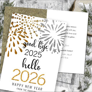 Cartes Pour Fêtes Annuelles Bonjour 2025 Parties scintillant d'or Festive feux