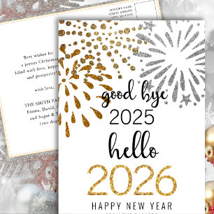 Cartes Pour Fêtes Annuelles Bonjour 2025 Parties scintillant d'or Festive feux