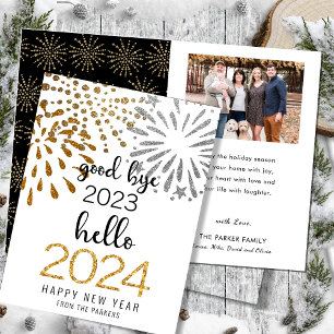 Cartes Pour Fêtes Annuelles Bonjour 2025 Parties scintillant d'or Festive feux