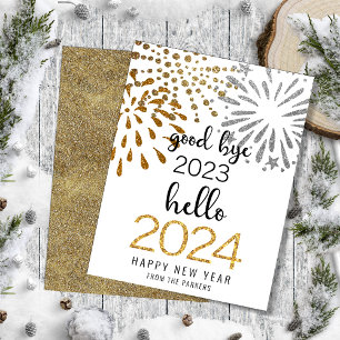 Cartes Pour Fêtes Annuelles Bonjour 2025 Parties scintillant d'or Festive feux