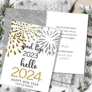 Cartes Pour Fêtes Annuelles Bonjour 2025 Parties scintillant d'or Festive feux