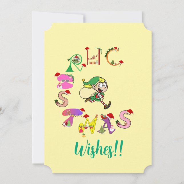 Cartes Pour Fêtes Annuelles Bonjour à Noël et aux elfes ! (Devant)