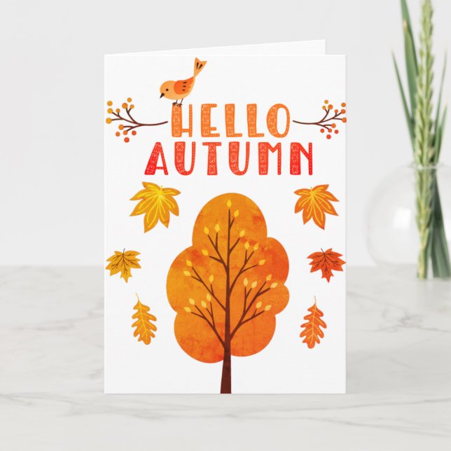 Cartes Pour Fêtes Annuelles Bonjour automne (Devant)