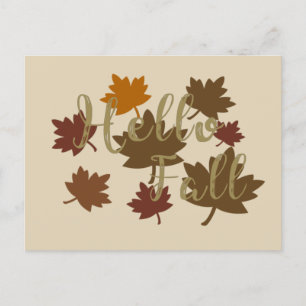 Cartes Pour Fêtes Annuelles Bonjour Automne aquarelle automne Feuilles d'autom