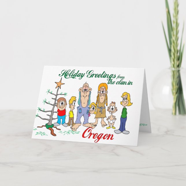 Cartes Pour Fêtes Annuelles Bonjour de l'Oregon (Devant)