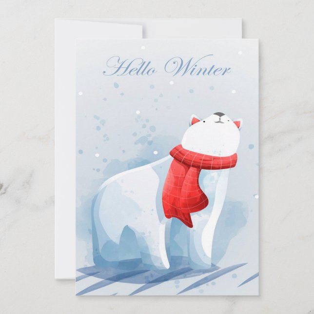 Cartes Pour Fêtes Annuelles Bonjour l'ours d'hiver (Devant)