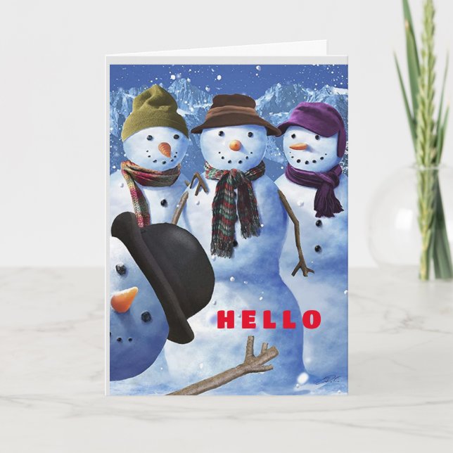 CARTES POUR FÊTES ANNUELLES BONJOUR/MERCI NOËL À "VOUS" DIT LES NEIGE (Devant)