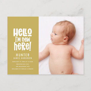 Cartes Pour Fêtes Annuelles Bonjour, simple naissance photo moderne minimalist