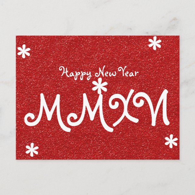 Cartes Pour Fêtes Annuelles Bonne année 2016 Parties scintillant rouge chiffre (Devant)