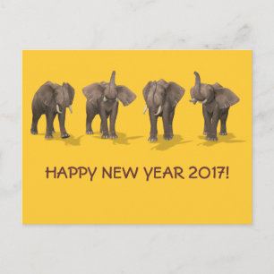 Cartes Pour Fêtes Annuelles Bonne année 2017 Eléphants