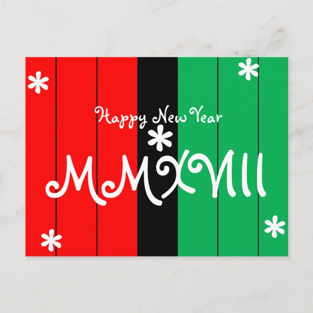 Cartes Pour Fêtes Annuelles Bonne année 2018 Couleurs Kwanzaa rayées (Devant)