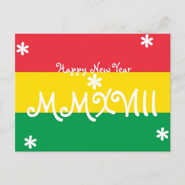 Cartes Pour Fêtes Annuelles Bonne année 2018 Rasta rayé couleurs (Devant)