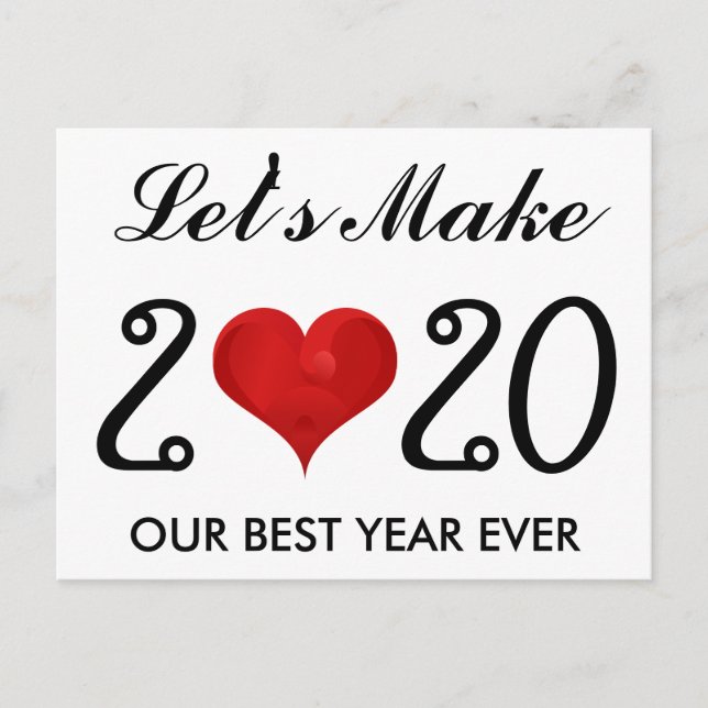 Cartes Pour Fêtes Annuelles Bonne année 2020 Citation Motivationnelle Coeur (Devant)