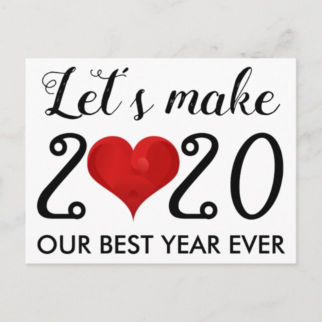 Cartes Pour Fêtes Annuelles Bonne année 2020 Citation Motivationnelle Coeur (Devant)