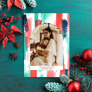 Cartes Pour Fêtes Annuelles Bonne année 2024 moderne Photo Flat Holiday Card