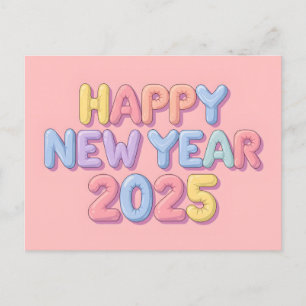 Cartes Pour Fêtes Annuelles Bonne année 2025 avec texte coloré