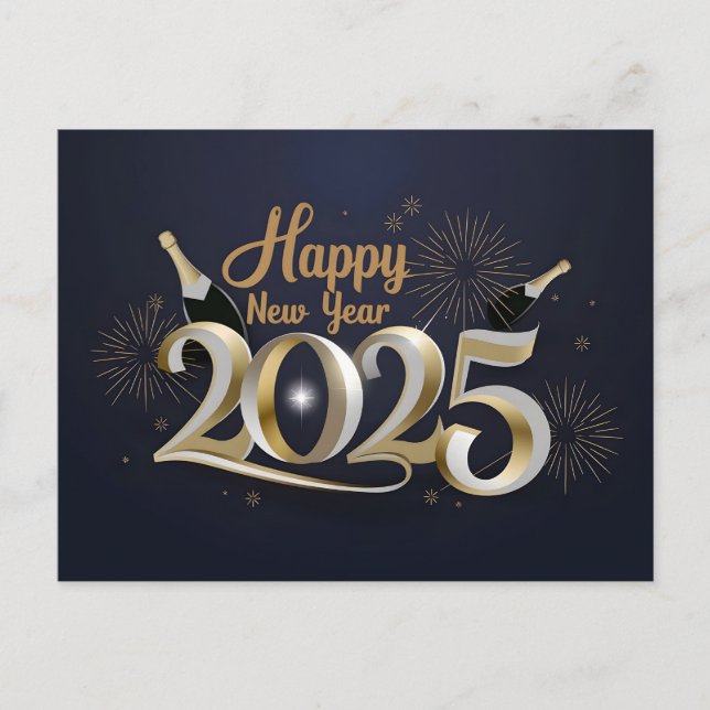 Cartes Pour Fêtes Annuelles Bonne année 2025 : Elégante fête (Devant)
