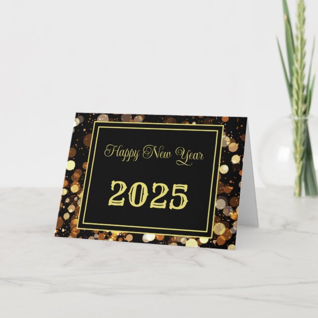 Cartes Pour Fêtes Annuelles Bonne Année 2025 Entreprise Or Personnalisé Chic (Devant)