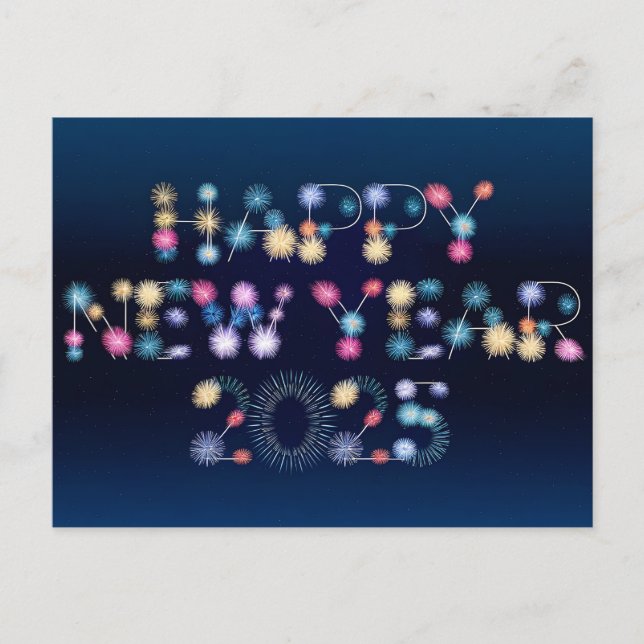 Cartes Pour Fêtes Annuelles Bonne année 2025 Fête des feux d'artifice (Devant)