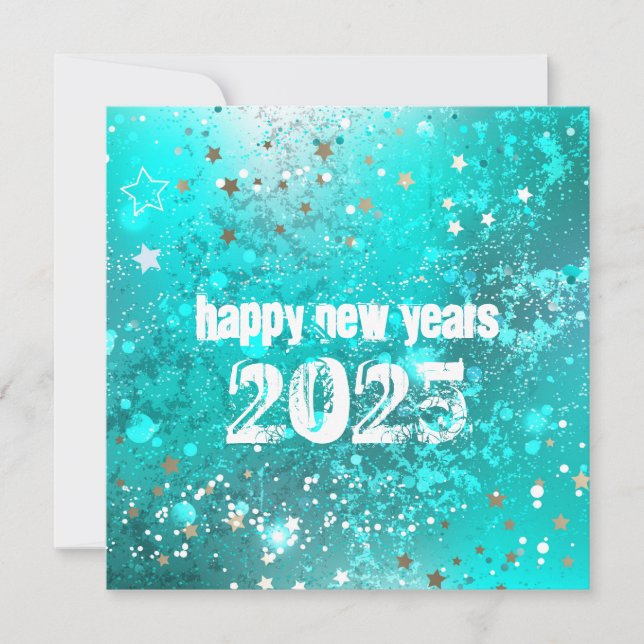 Cartes Pour Fêtes Annuelles Bonne année 2025 turquoise (Devant)