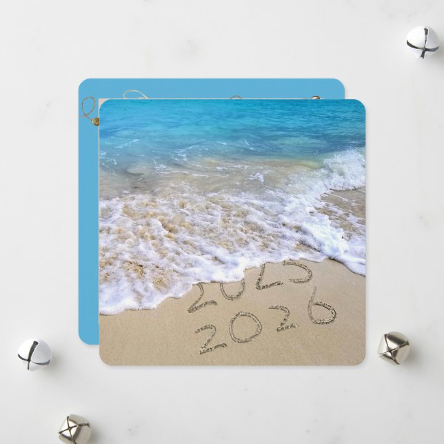 Cartes Pour Fêtes Annuelles Bonne année 2026 Ocean Beach (Devant/Arrière en situation)